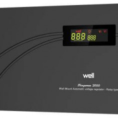 Stabilizator automat de tensiune cu releu 2000VA orizontal Well AVR-REL-SLIMPOWER2000-WL