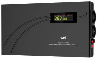 Stabilizator automat de tensiune cu releu 2000VA orizontal Well AVR-REL-SLIMPOWER2000-WL foto