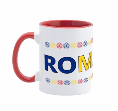 Cana maner rosu personalizata Romania, Model 5, INOVATIX&amp;reg;. 330ml foto