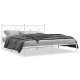 Cumpara ieftin Cadru de pat metalic cu tablie, alb, 180x200 cm