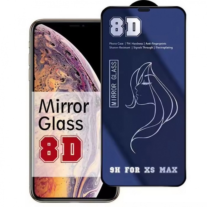 Folie de protectie, flippy, pentru iphone 15 pro, tempered glass mirror 8d, efect oglinda, hd, albastru