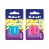 ASCUTITOARE DUBLA PLASTIC CU CONTAINER DIVERSE CULORI BLISTER, Pelikan