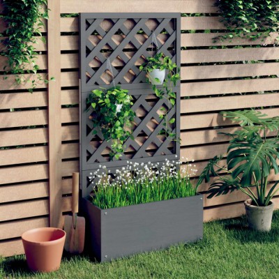 vidaXL Jardinieră cu spalier, gri, 65x33x135 cm, WPC foto