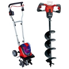 Einhell GE-CR 30 Li + GE-EA 18/150 Li BL PXC - Sapatoare fara acumulatori si incarcator Li-Ion 18 V - Ah 300 mm + Foreza de pamant 150 mm