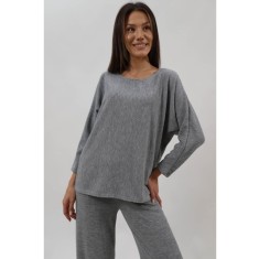 BLUZA MANECA LUNGA DIN TRICOT FIN AGATA TALIE UNICA Gri