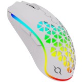Mouse Gaming Wireless AQIRYS Polaris, 16000 DPI, RGB, Ultra-Usor 73g, Senzor Pixart, Contacte Kailh 80M, Alb