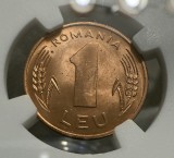 1 Leu 1995 Romania, NGC MS65RD, Second Top Pop!