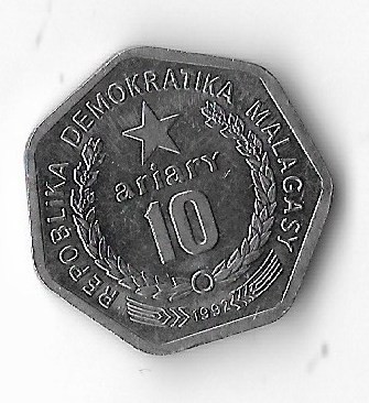 Moneda 10 ariary 1992 - Madagascar foto