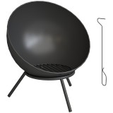 Outsunny Bol pentru foc 60 x 53 x 66cm reglabil focar cu c&acirc;rlig grilaj pentru cărbuni suport Negru | Aosom Romania