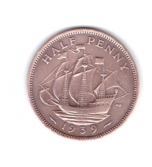 Moneda Marea Britanie 1/2 penny 1939, stare buna, curata