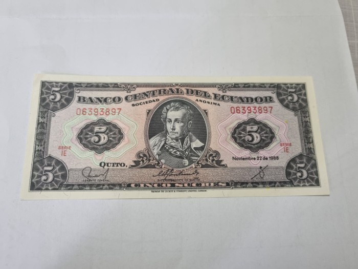 bancnota ecuador 5 s 1988 (ie)