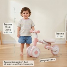 Bicicleta balans fara pedale Juju Dody, Roz