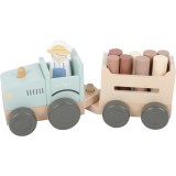 eliNeli Wooden Tractor Farm jucarie din lemn pentru copii 18m+ 10 buc