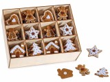 Set 144 decoratiuni Craciun Turta Dulce textil alb maro cu adeziv cm 3,5 x 5 H