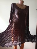 Rochie tricotata-crosetata S/M culoare gri-antracit, noua. Livrare gratuita