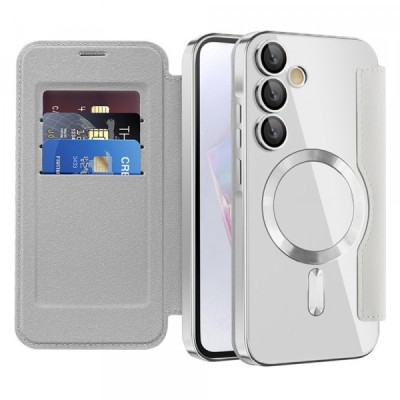 Husa MagSafe pentru Samsung Galaxy A35 5G A356, Techsuit, SmartMag Book, Gri foto