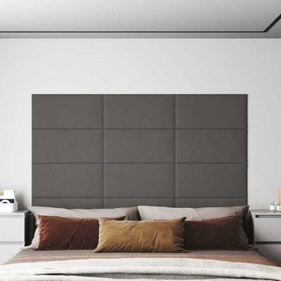 vidaXL Panouri de perete 12 buc. gri deschis 60x30 cm catifea 2,16 m&amp;sup2; foto
