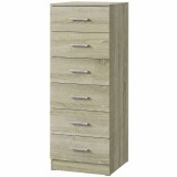 HOMCOM Comodă 6 sertare, corp de depozitare, stil modern, pentru dormitor, intrare, hol, 40x40x110cm, stejar | Aosom Romania
