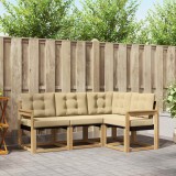 vidaXL Set Canapele Exterior Lemn Acacia Alb Bej Pernă Rezistent Intemperii Set Gradina 4 Piese