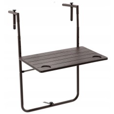 Masa de balcon pliabila, inaltime reglabila, imitatie lemn, suporturi pahare, 64x60x83cm, maro Household NewTrend