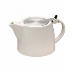 Ceainic din portelan Pufo cu filtru metalic, 510 ml, alb foto