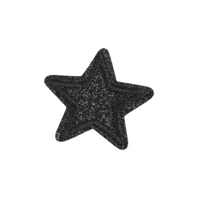 Aplicatie termoadeziva Crisalida, stea 3.5 cm, cu sclipici, Negru foto