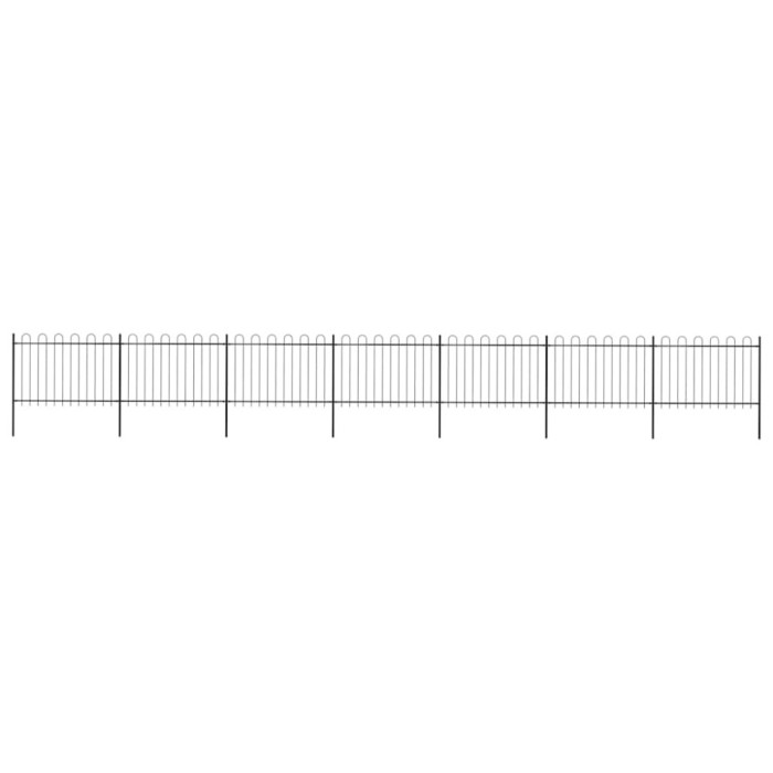 vidaXL Gard de grădină cu v&acirc;rf circular din oțel, 1248 x 120 cm, negru
