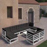vidaXL Set mobilier grădină cu perne, 10 piese, lemn masiv de pin 3077160