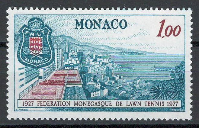 Monaco 1977 Mi 1297 MNH - 50 de ani de la Asociația Monegască de Tenis