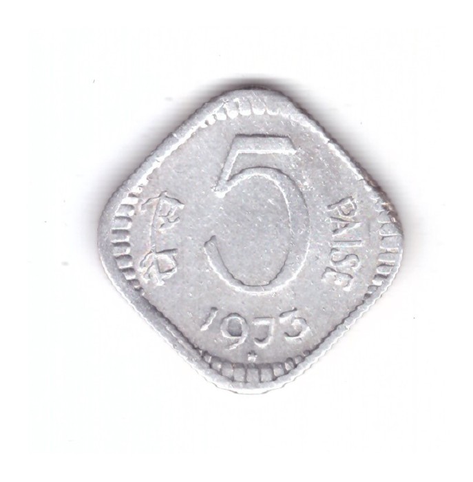 Moneda India 5 paise 1973 Hyderabad (stea), stare buna, curata