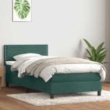 VidaXL Pat box spring cu saltea, verde &icirc;nchis, 80x220 cm, catifea 3316140