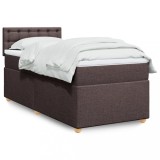 Cumpara ieftin Pat box spring cu saltea, maro &icirc;nchis, 80x200 cm, textil