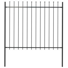 vidaXL Gard de grădină cu v&acirc;rf suliță, negru, 1,7 x 1,5 m, oțel