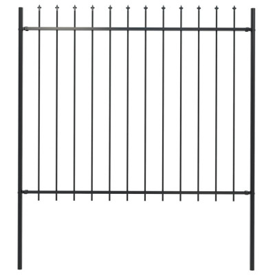 vidaXL Gard de grădină cu v&amp;acirc;rf ascuțit, negru, 1,7 m, oțel foto