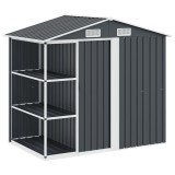 Cumpara ieftin Sopron de gradina cu etajera, antracit, 205x130x183 cm, fier