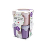 SET 2 RECIPIENTE SILICON, MELII, PINK PURPLE
