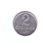 Moneda Brazilia 2 centavos 1967, stare foarte buna, curata