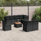 Cumpara ieftin Gossi set mobilier de gradina cu perne, 9 piese, negru, poliratan