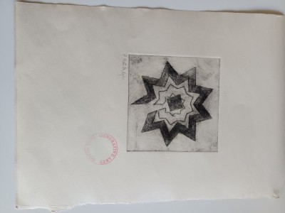 PAUL NEAGU, LITOGRAFIE SERIA &amp;quot;OPEN MONOLITH&amp;quot; ALB-NEGRU SEMNATA STAMPILATA foto