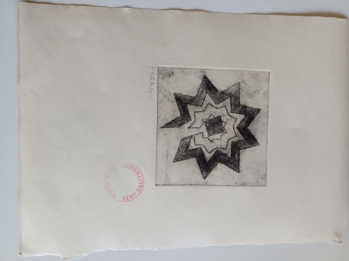 PAUL NEAGU, LITOGRAFIE SERIA &quot;OPEN MONOLITH&quot; ALB-NEGRU SEMNATA STAMPILATA