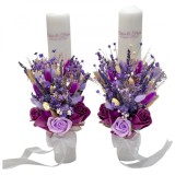 Set lumanari cu trandafiri din foita de sapun, lavanda criogenata si plante naturale uscate si criogenate - predominant mov, Eventissimi&reg;