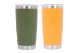 Set 2x Cana Termoizolanta Otel Inoxidabil SS304 cu Capac Perete Dublu 590ml Portocaliu Verde Performance AutoTuning
