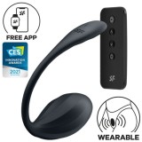 SATISFYER - RIBBED PETAL G POINT STIMULATOR REMOTE CONTROL BLACK FREE APP, SATISFYER PARTNER