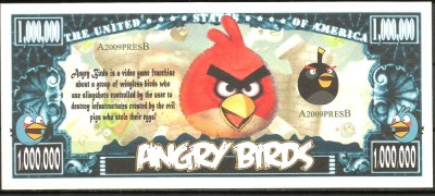 !!! F. RARR : SUA = FANTASY NOTE (TJ6) = JOCUL &amp;#039;&amp;#039; ANGRY BIRDS ,, - 2009 - UNC foto