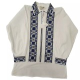 Cumpara ieftin Camasa Barbateasca Traditionala Alba cu Motiv Floral Albastru - CTI17