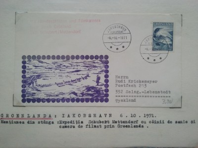 1971-Groenlanda-Iakobshavn-Exp.Schubert-Mettendorf-Plic circ. foto