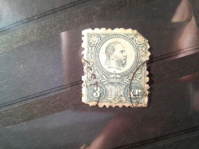 Timbru Ungaria 1871 3kr verde stampilat , - defect foto