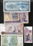 Set 5 bancnote de prin lume adunate (cele din imagini) #354, Asia