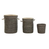 Set de Coșuri DKD Home Decor Negru Natural Fibră naturală 4 Kg (3 Piese) (3 Unități)