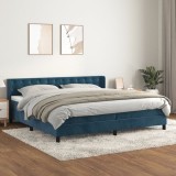 VidaXL Pat box spring cu saltea, albastru &icirc;nchis, 200x200 cm, catifea